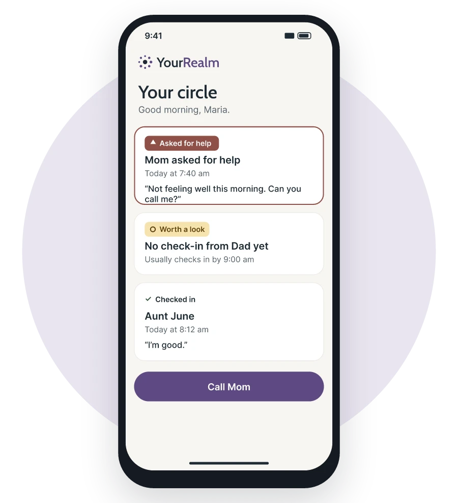 Example of check-ins and requests in your circle.