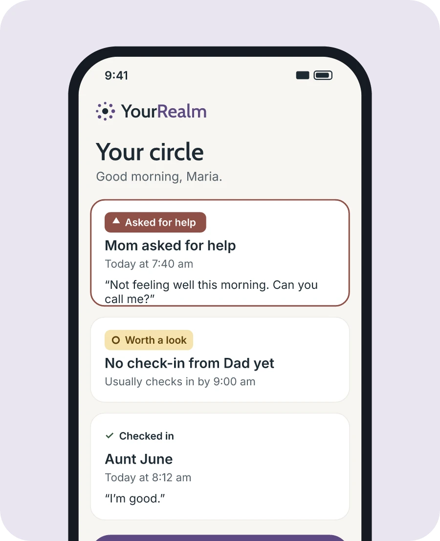 Example of check-ins and requests in your circle.